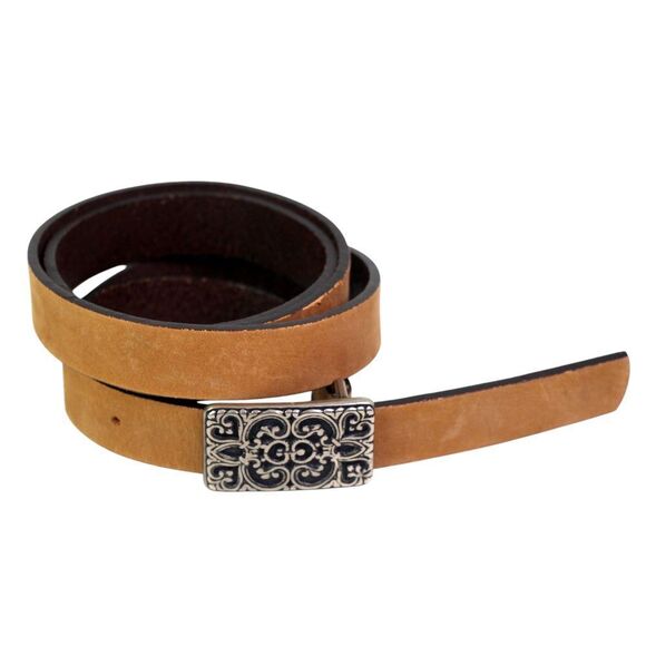 Massimo Dutti BROWN REAL LEATHER SKINNY 3/4"Wd CASUAL DRESS BELT Sz 75-80 (C76 - Picture 1 of 13